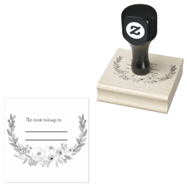 Floral Personal Library Book Stamp (Stamped)