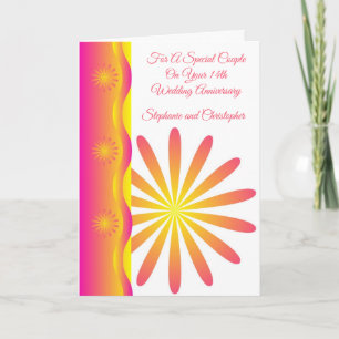 Floral Personalised 14th Wedding Anniversary Card