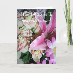 Floral Personalised Step Daughter Birthday Card