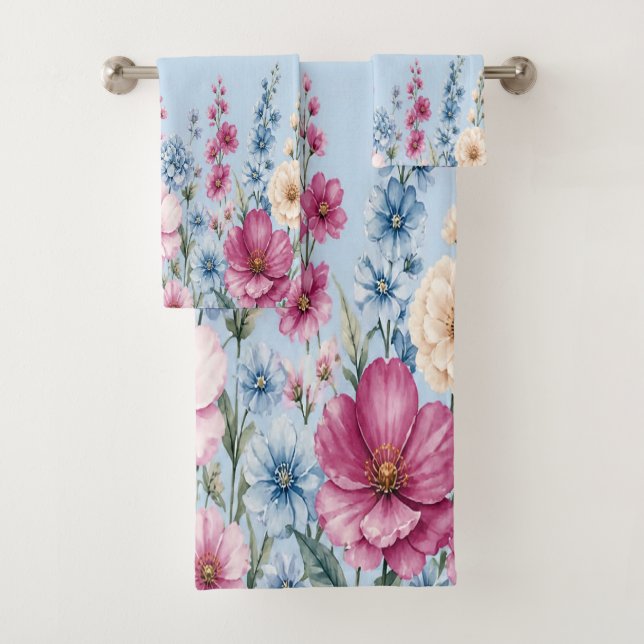 Floral Personalized Bath Towel Set (Insitu)