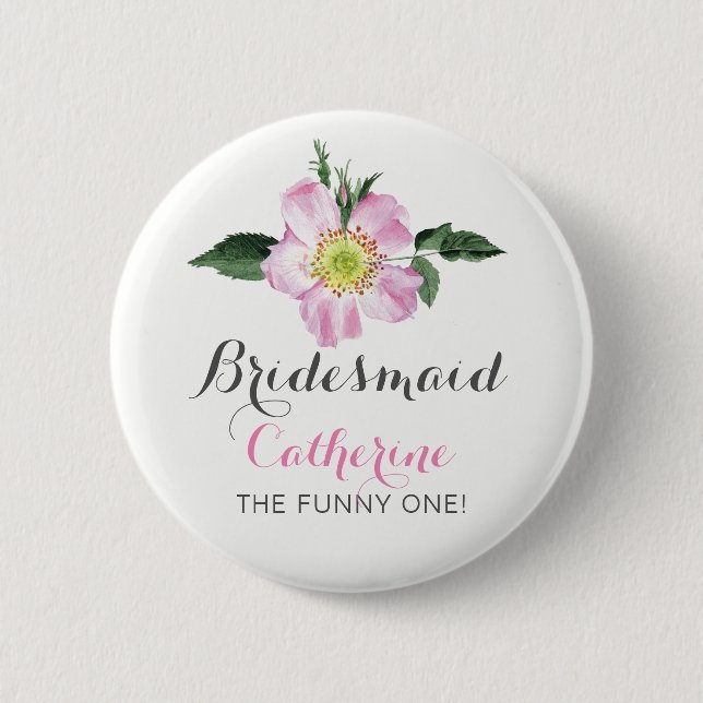 Floral Personalized BridesMaid button (Front)