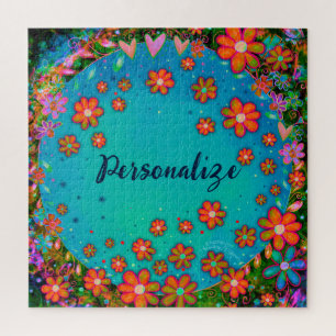 Floral Personalized Floral Jigsaw Puzzle