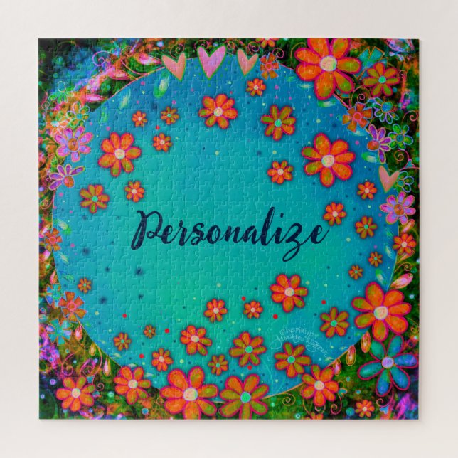 Floral Personalized Floral Jigsaw Puzzle (Vertical)