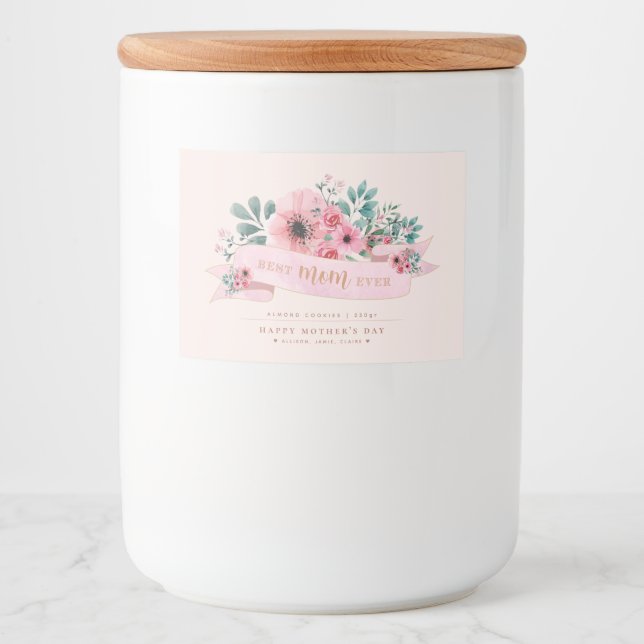 Floral Personalized Food/Jar Label for Mom (Front)