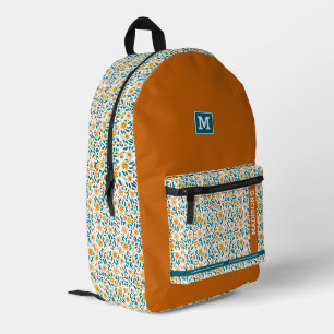 Floral Personalized Monogram & Name Printed Backpack