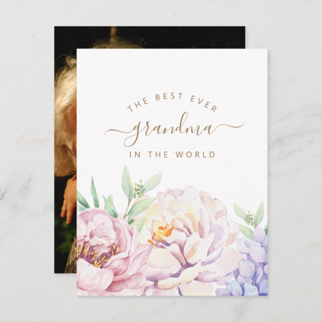 Floral Personalized Mother's Day Card for Grandma (Front/Back)