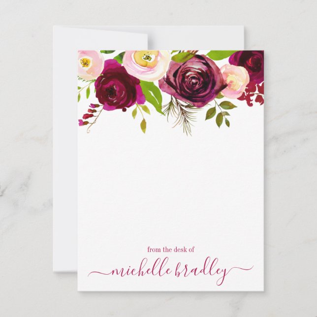 Floral Personalized Name | From The Desk Of Card (Front)