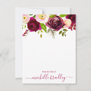 Floral Personalized Name   From The Desk Of Card