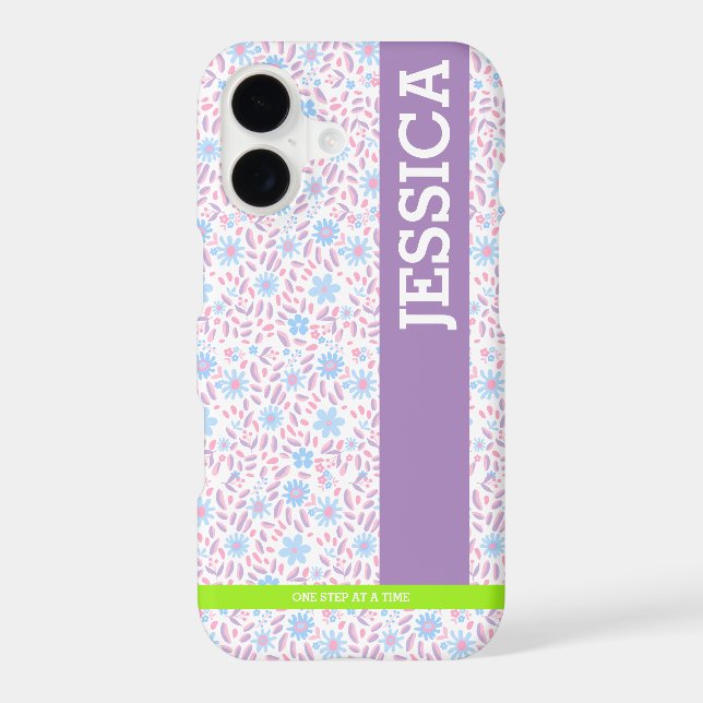Floral Personalized Name iPhone Case (Back)