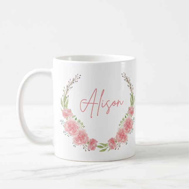 Floral Personalized Name Mug (Left)