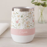 Floral Personalized Name Wildflower<br><div class="desc">Sip in style with this beautifully crafted insulated wine tumbler, designed to bring elegance to every moment. Featuring a delicate wildflower pattern in soft pastel tones, this tumbler captures the charm of a blooming meadow with butterflies and greenery. The design is complemented by a muted sage-green band, personalized with your...</div>