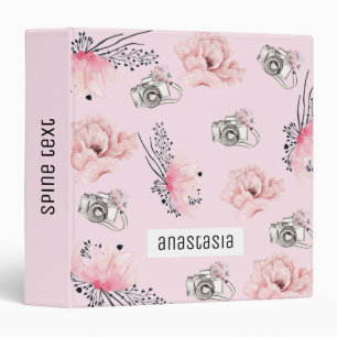 Floral Personalized Pastel Pink Binder