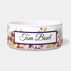 Floral Personalized Pet Name Bowl