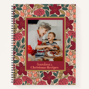 Floral Personalized Photo Christmas recipes book