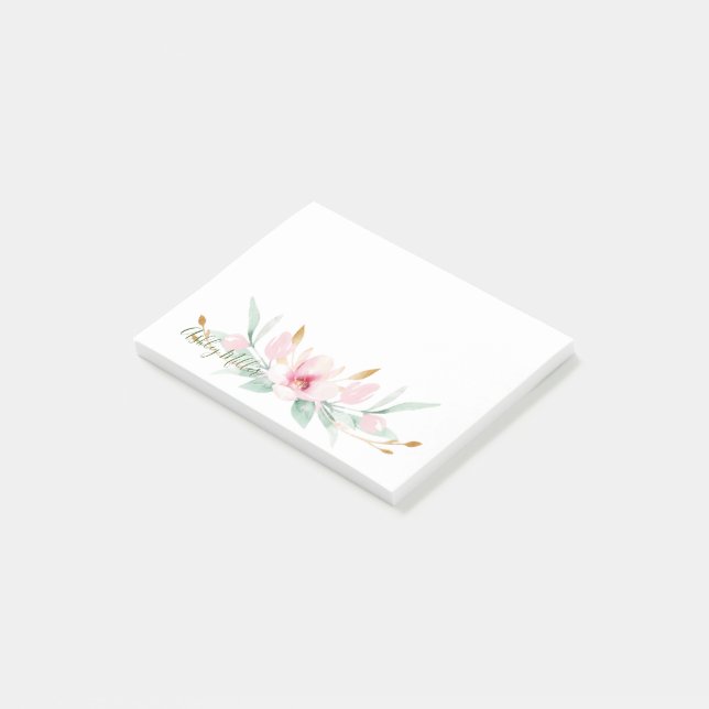 Floral Personalized Post-it Notes (Angled)