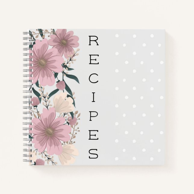 Floral Personalized Recipe Notebooks (Front)