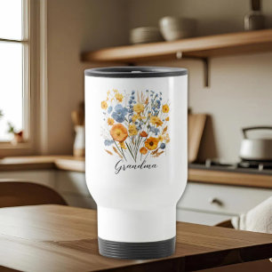Floral Personalized Travel Mug for Grandma