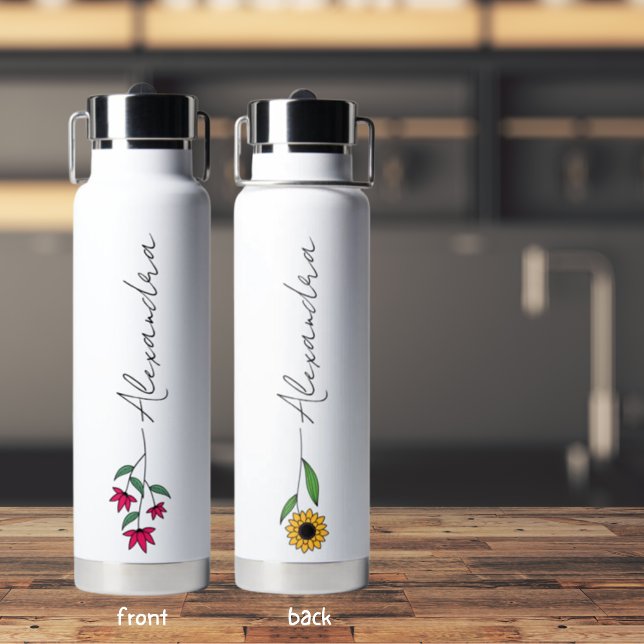 Floral Personalized Your Name Water Bottle (Creator Uploaded)