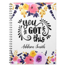 Floral Personnalisé Carnet "You got this"