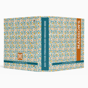 Floral Personnalisé Monogramme & Nom Classeur