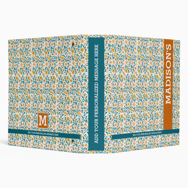 Floral Personnalisé Monogramme & Nom Classeur (Arrière-plan)