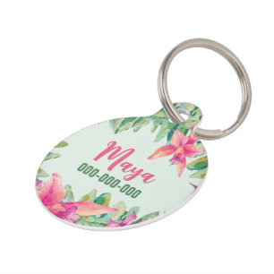 Floral pet plate pet tag