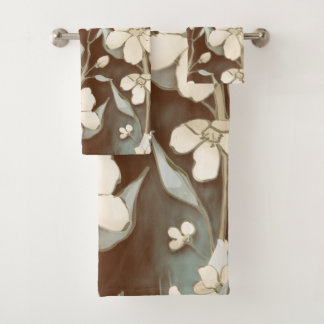 Floral Petals Cream Shades Chocolate Bath Towel Set