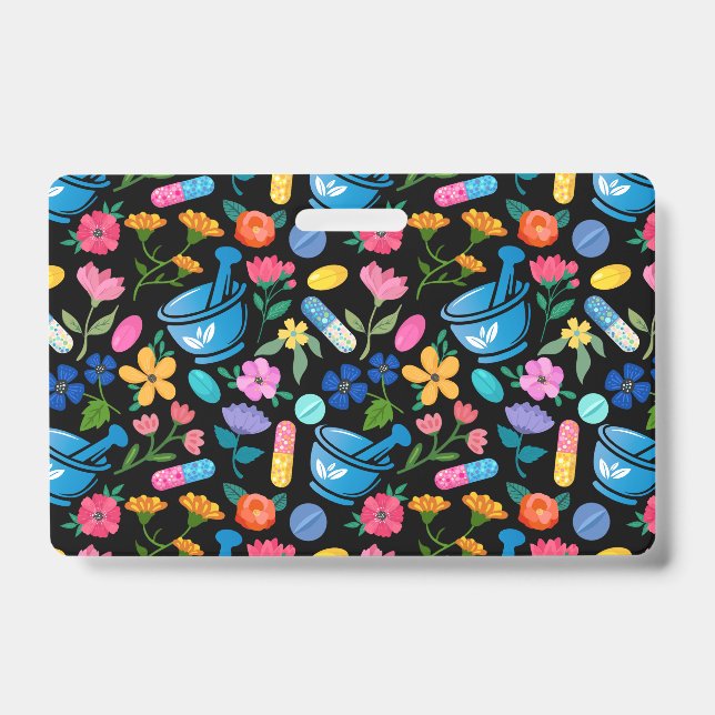 Floral pharmacy pattern badge (Front)