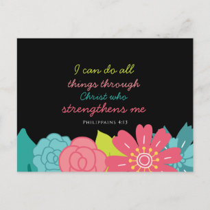 Floral Philippians 4:13 Postcard
