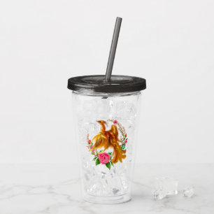 Floral Phoenix Rises From The Fiery Ashes Fantasy  Acrylic Tumbler