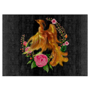 Floral Phoenix Rises From The Fiery Ashes Fantasy  Cutting Board