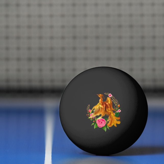 Floral Phoenix Rises From The Fiery Ashes Fantasy  Ping Pong Ball (Net)