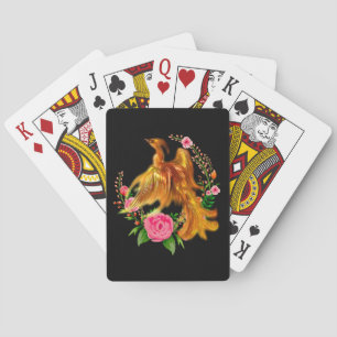Floral Phoenix Rises From The Fiery Ashes Fantasy  Playing Cards
