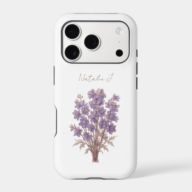 Floral Phone Case, Personalized Larkspur (Back)
