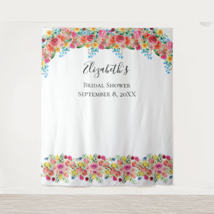 Floral  Photo Backdrop Bridal Wedding Shower  Tapestry