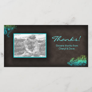 Floral Photo Card Template Blue Green Brown