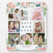Floral Photo Collage BEST MOM EVER Personalized Mouse Pad (Front)