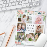 Floral Photo Collage BEST MOM EVER Personalized Mouse Pad<br><div class="desc">Create a keepsake photo memory mouse pad with a collage of 7 of your favourite pictures accented with watercolor blush pink and rose coloured flowers on a changeable white background. The simple, classic title BEST MOM EVER can be changed and you can add a personal message like HAPPY MOTHER'S DAY,...</div>