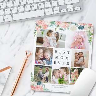 Floral Photo Collage BEST MOM EVER Personalized Mouse Pad