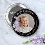 Floral Photo Elegant Memorial Sympathy Funeral 2 Inch Round Button<br><div class="desc">Honour your loved one with this beautiful button featuring a photo framed by a floral gold circle border.  Add your custom text to personalize.  Easily change the background colour to suit your needs. The perfect keepsake memory to hand out to family and friends.</div>