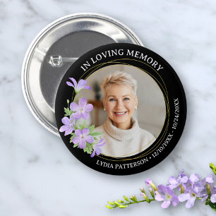 Floral Photo Elegant Memorial Sympathy Funeral 2 Inch Round Button