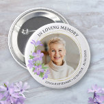 Floral Photo Elegant Memorial Sympathy Funeral 2 Inch Round Button<br><div class="desc">Honour your loved one with this beautiful button featuring a photo framed by a floral gold circle border.  Add your custom text to personalize.  The perfect keepsake memory to hand out to family and friends.</div>