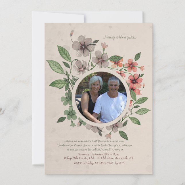Floral Photo Frame Invitation (Front)