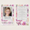 Floral Photo Funeral Memorial Prayer Card