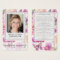 Floral Photo Funeral Memorial Prayer Card