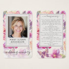 Floral Photo Funeral Memorial Prayer Card