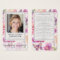 Floral Photo Funeral Memorial Prayer Card