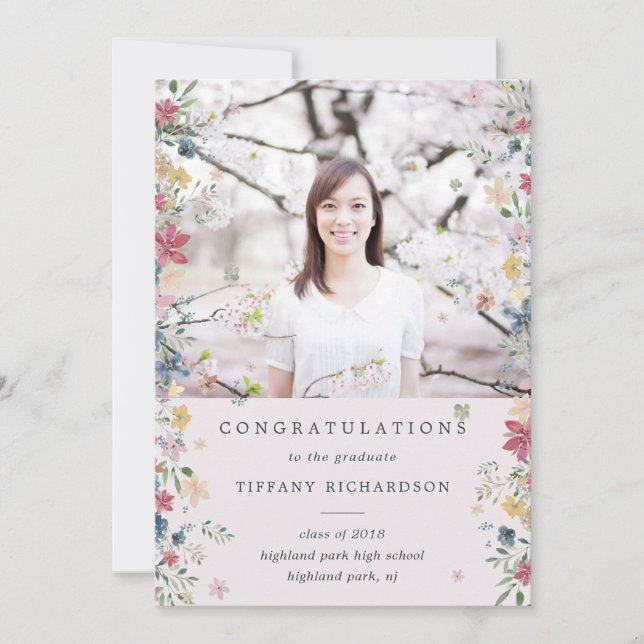 Floral Photo Graduation Announcement (Front)