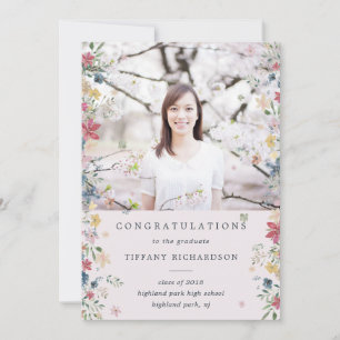 Floral Photo Graduation Announcement