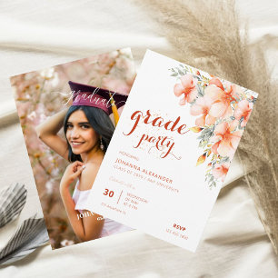 Floral Photo Graduation Party Invitation